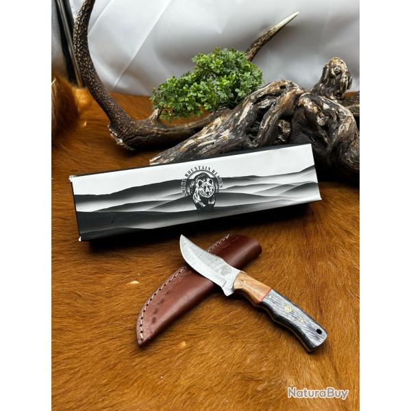 Bowie smoky Mountain Blades lame en acier Damas et manche en bois d'Olivier NSMB117