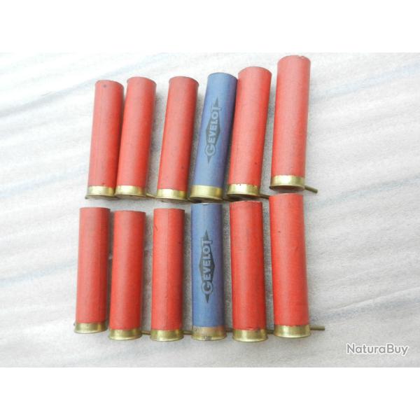lot de 12 douilles carton de cartouches de chasse � broches cal.24