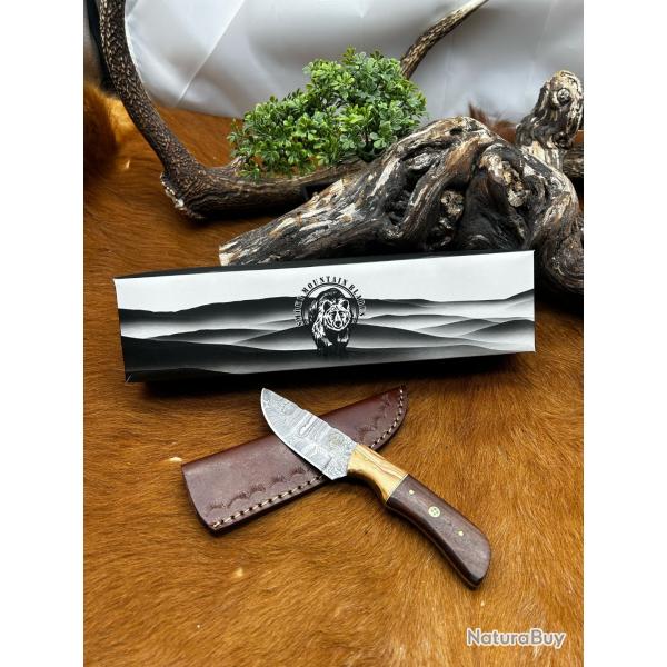 Bowie smoky Mountain Blades lame en acier Damas et manche en bois d'Olivier NSMB113
