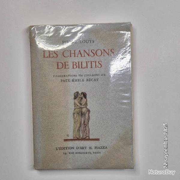 Rare, Les chansons de Bilitis, de P. Louys et illustrations en couleurs de Bcat, Edition d'art, liv