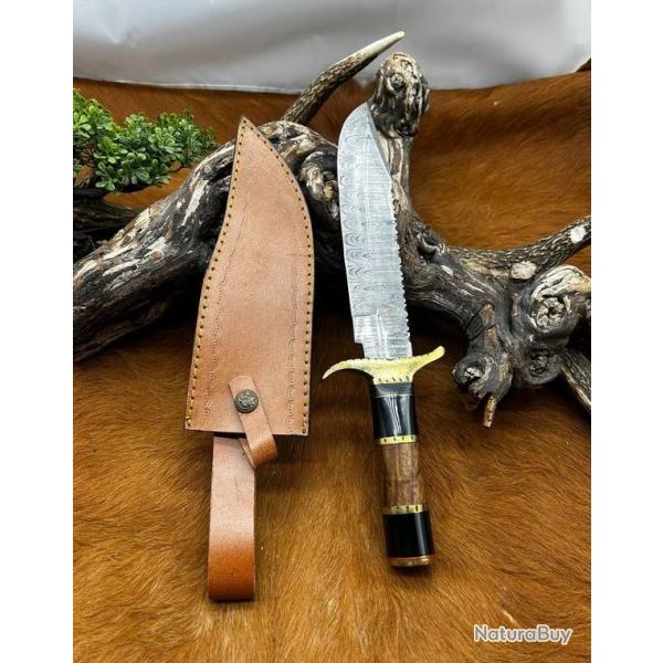 Bowie Smoky Mountain Blades lame en acier Damas 256 couches manche en bois et en corne ref NSMB102