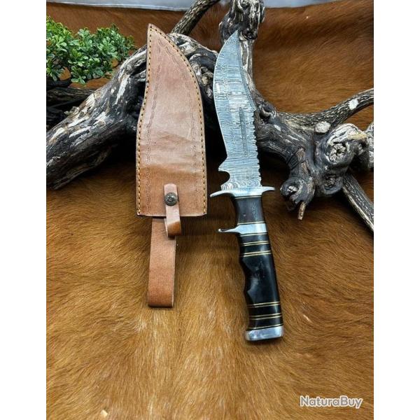 Bowie Smoky Mountain Blades lame en acier Damas 256 couches manche en bois et en corne ref NSMB101