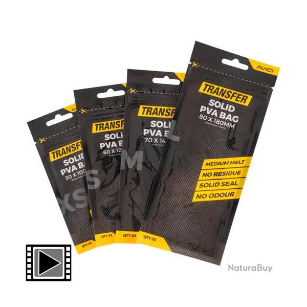 Sac PVA Avid Carp Transfer Solid PVA Bag (par 25) Large