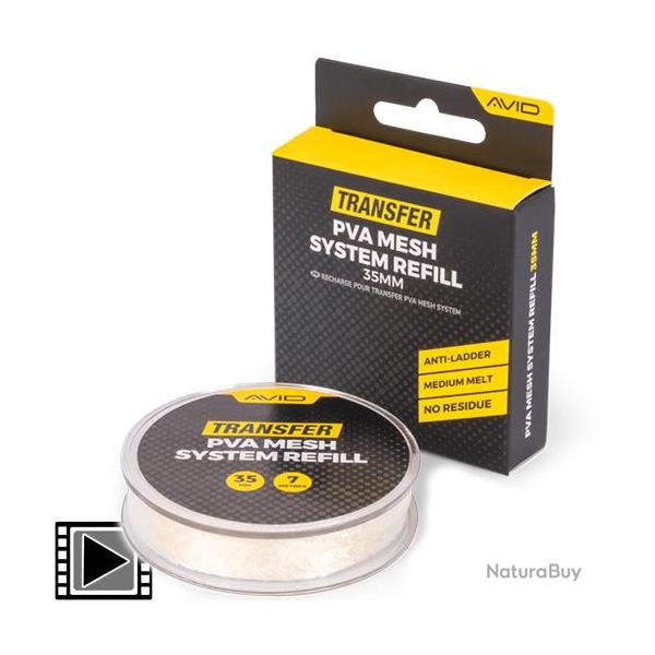 Kit Filet PVA Avid Carp Transfer PVA Mesh System 7m (recharge Seule) 25mm