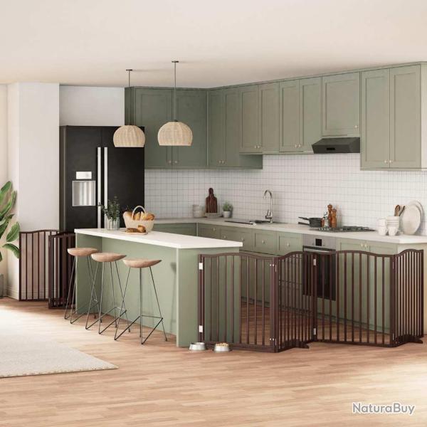 Barri�re pour chien porte pliable 12 panneaux bois de peuplier