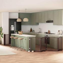 Barri&egrave;re pour chien porte pliable 8 panneaux bois de peuplier