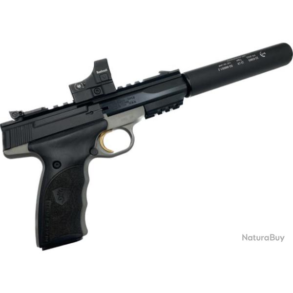 Browning Buck Mark Black Label filet� Cal 22 lr + Bushnell RXS100 + Moderateur B&T