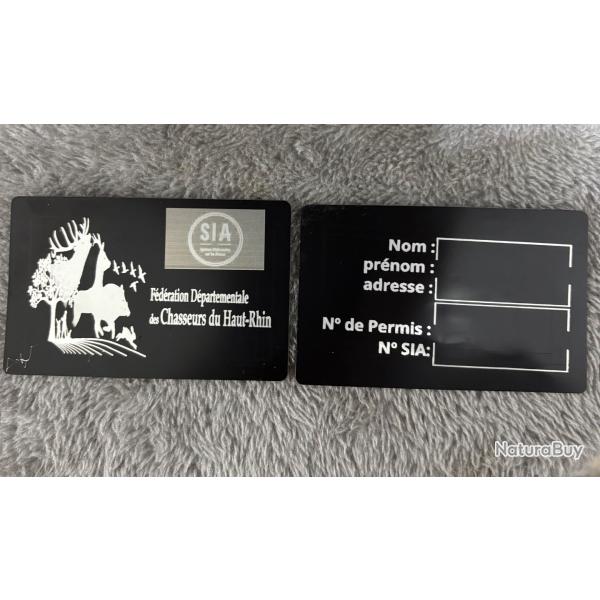 Carte SIA chasseur ou tir sportif en aluminium personnalisation au choix BUYSMART