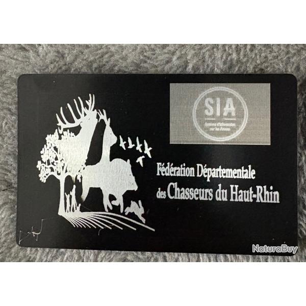 Carte SIA chasseur ou tir sportif en aluminium personnalisation au choix f�d�ration des chasseurs