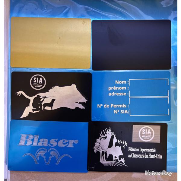 Carte SIA chasseur ou tir sportif en aluminium personnalisation au choix BUYSMART carte OR ou Noir