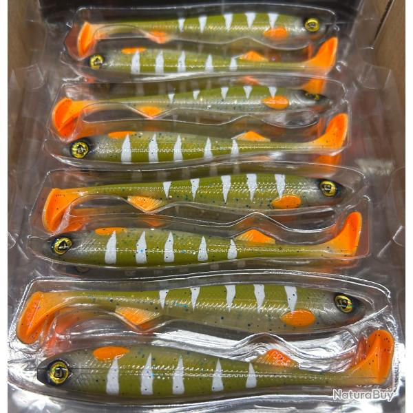 Lot 5 leurres Fox Rage Slick Shad 11cm Creamy