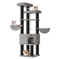 Grand arbre &agrave; chat tour de jeux pour chat &agrave; plusieurs niveaux 55 x 55 x 186,7 cm poteaux en sisal d