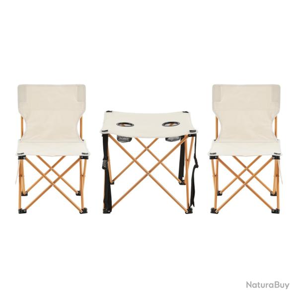 Set de table et 2 chaises de camping pliantes beige 03_0010689