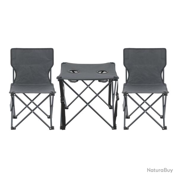 Set de table et 2 chaises de camping pliantes gris 03_0010690