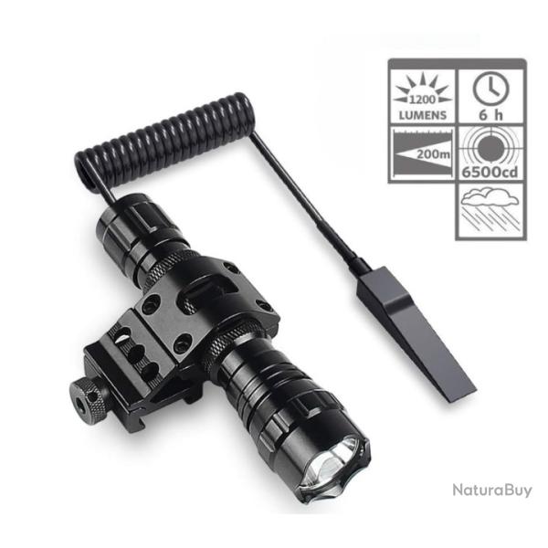 Lampe tactique �tanche avec dragonne � interrupteur et pile rechargeable - Livraison rapide