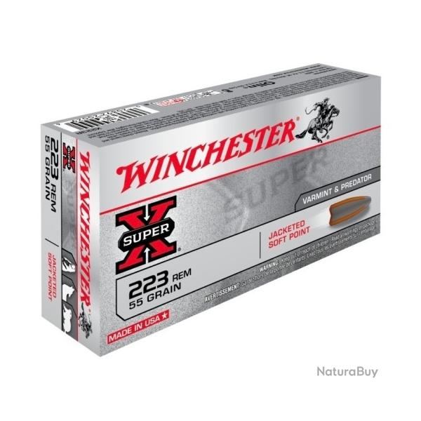 Munitions WINCHESTER cal.223 super X power point 55gr 3.56g par 20