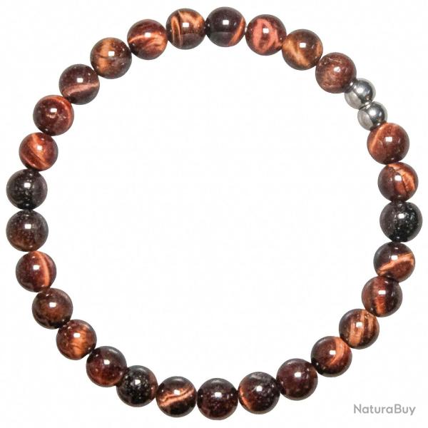 Bracelet en oeil de boeuf ou taureau - Perles rondes 6 mm