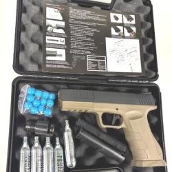 Pack Malette Pistolet de d&eacute;fense GS50 16 joules NOIR TAN+ 2 Chargeurs - Gunsmith