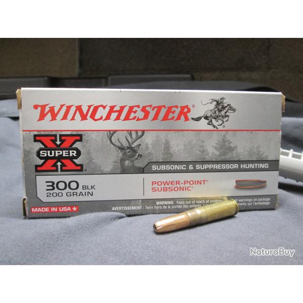 20 cartouches Power Point Subsonic 200 gn en 300 BlackOut Winchester