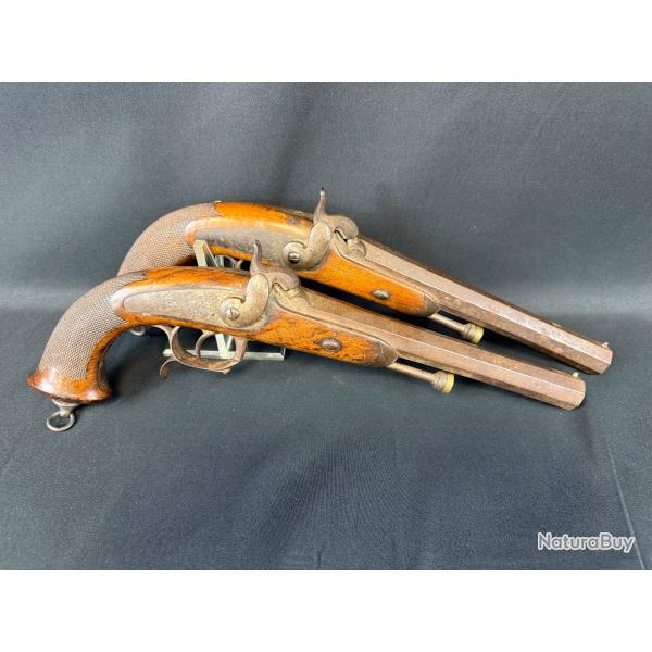EXCEPTIONNELLE PAIRE PISTOLETS D'OFFICIER 1833 sortit de grenier