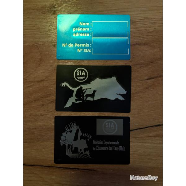 Carte SIA personnalis�e - Chasseur / Tireur / Chasseresse / Ball-Trap personnalis� Au choix AA
