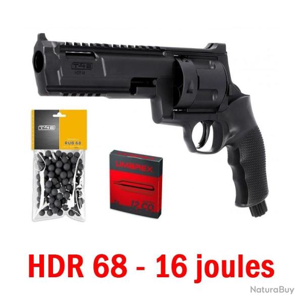 Pack Revolver Umarex T4E TR 68 ( HDR 68 ) 16 joules,100 billes, 5 CO2