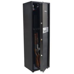 Armoire forte 5 verrous 12 armes 64kg 140x45x40cm + coffre