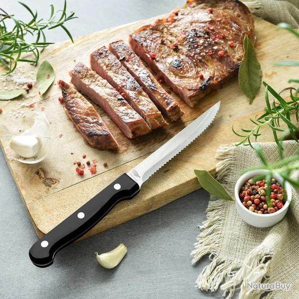 Lot 6 couteaux 22 cm � steak lame inox Pradel France