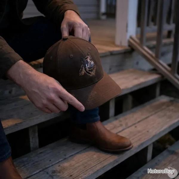 Casquette confort brod� sanglier tissu respirant marron