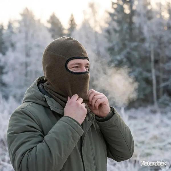 Cagoule confort chaude protection totale doublure polaire verte