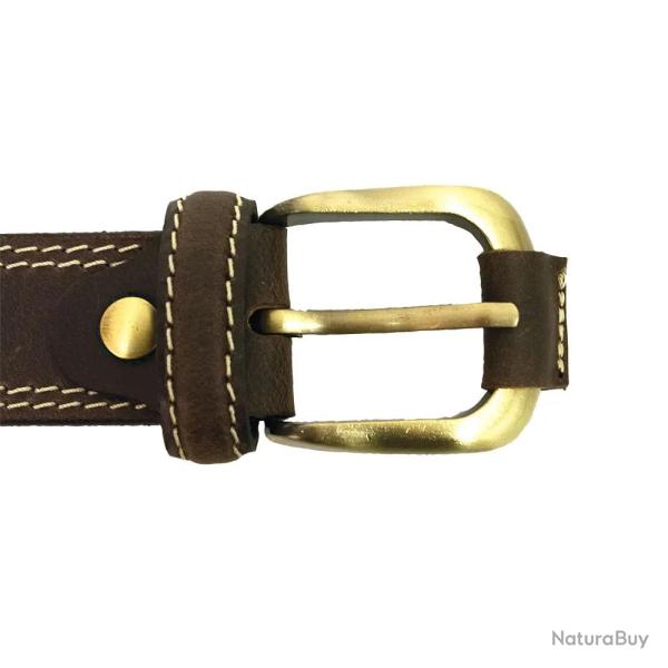 Ceinturon cuir marron avec surpiq�res 120 cm