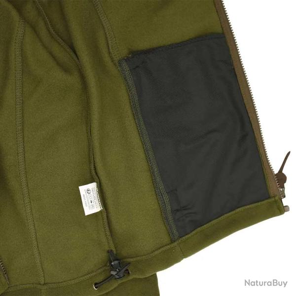 Blouson Polaire Brod� polyester kaki marron � 4XL
