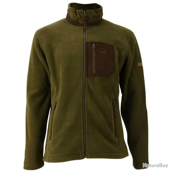 Blouson Polaire Brod� polyester kaki marron � 4XL