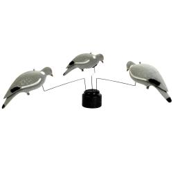 Man&egrave;ge &agrave; pigeons avec 3 formes de pigeon en plastique