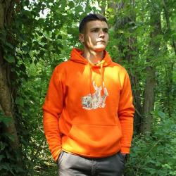 Sweat &agrave; capuche orange grands animaux Bartavel&reg;