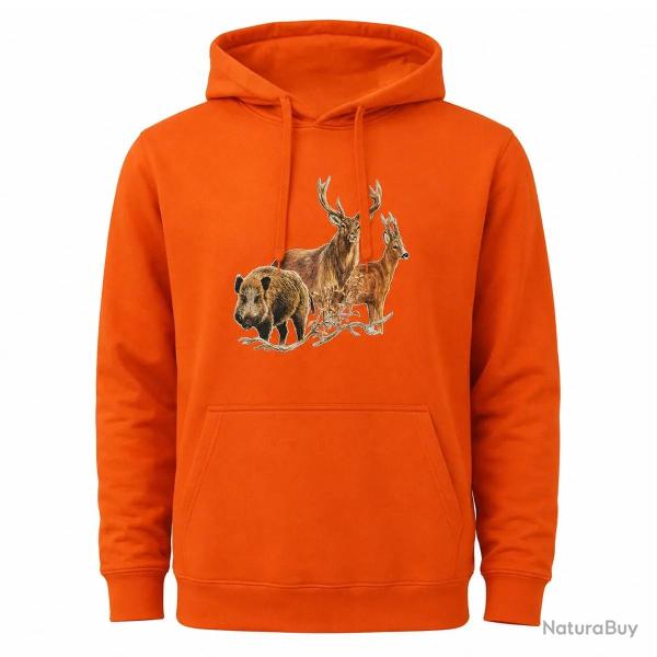 Sweat � capuche orange grands animaux Bartavel�