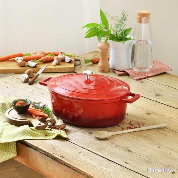 Cocotte en fonte aluminium ovale rouge 5,3 L & 4 L 34cm