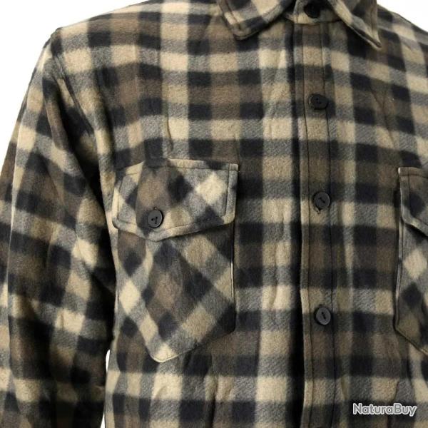 Chemise chasse chaude � carreaux 2 poches polyester kaki � 3XL
