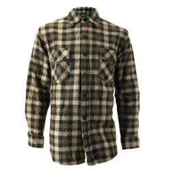 Chemise chasse chaude &agrave; carreaux 2 poches polyester kaki M &agrave; 3XL