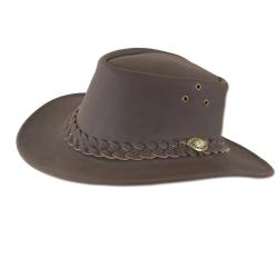 Chapeau chasse souple imperm&eacute;able cuir velour marron 57 &agrave; 60