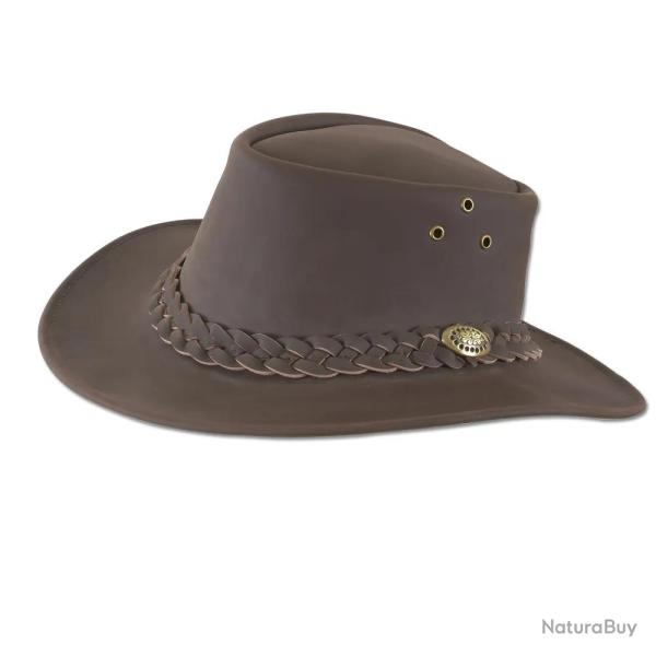 Chapeau chasse souple imperm�able cuir velour marron 57 � 60