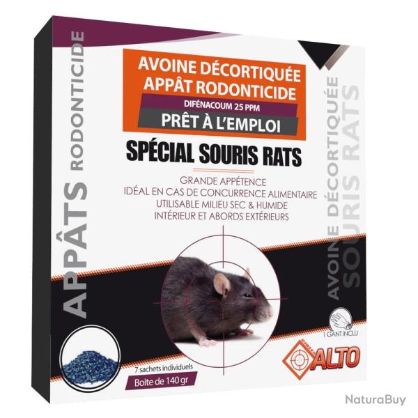 Raticide / souricide avoine 140g brodifacoum ou difnacoum Difnacum 25 ppm