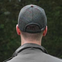 Casquette &agrave; carreaux r&eacute;glable laine polyester kaki marron