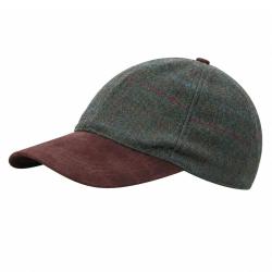 Casquette &agrave; carreaux r&eacute;glable laine polyester kaki marron