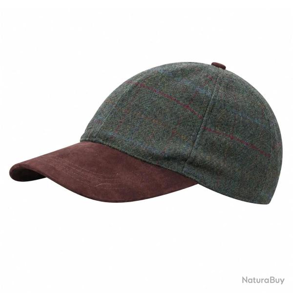 Casquette � carreaux r�glable laine polyester kaki marron