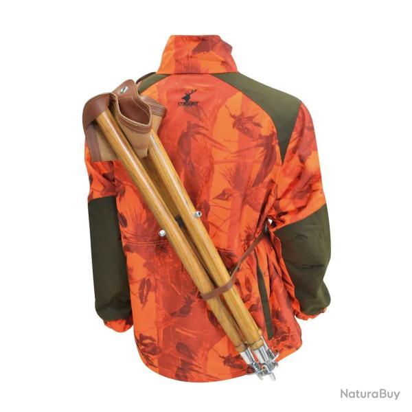 Sige de battue Luxe en frne en crote de cuir de buffle pliable 65cm