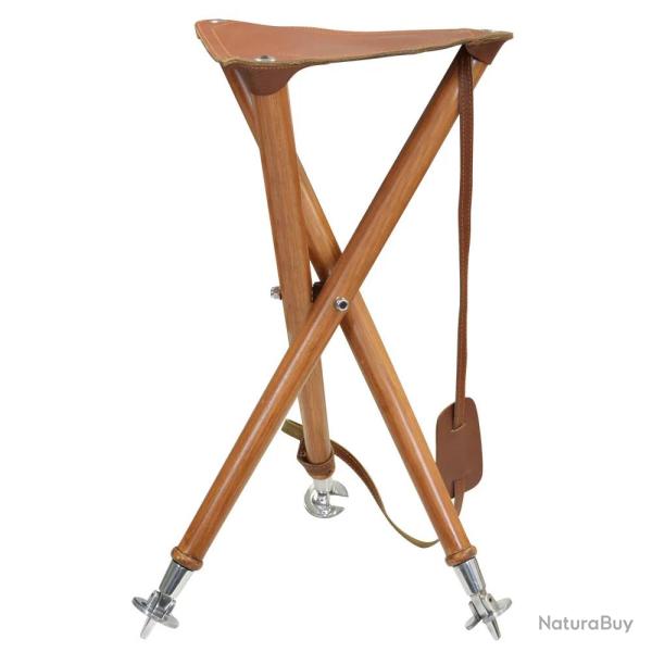 Si�ge de battue Luxe en fr�ne en cro�te de cuir de buffle pliable 65cm