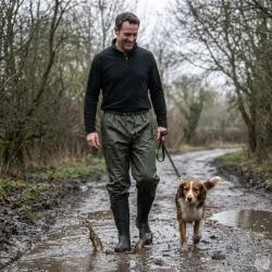 Pantalon de pluie LMA Tonnerre imperm&eacute;able kaki fonc&eacute; L