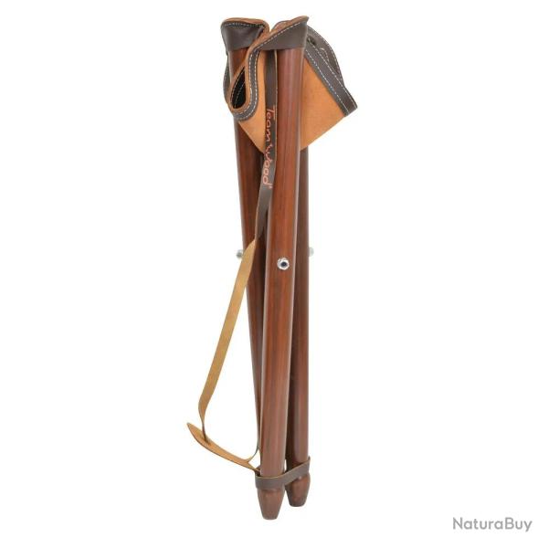 Si�ge battue en fr�ne teint� en cro�te de cuir de buffle pliable H 65cm