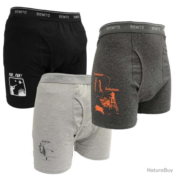 Lot 3 boxers humour ceinture �lastique coton doubl� M � 3XL